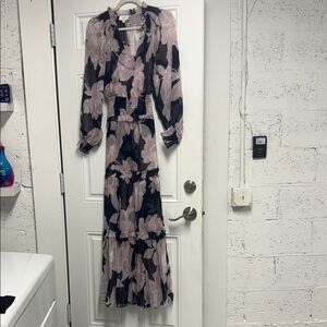 Christy Lynn Pink and Black Floral Long Sleeve Dress MEDIUM - Worn Once